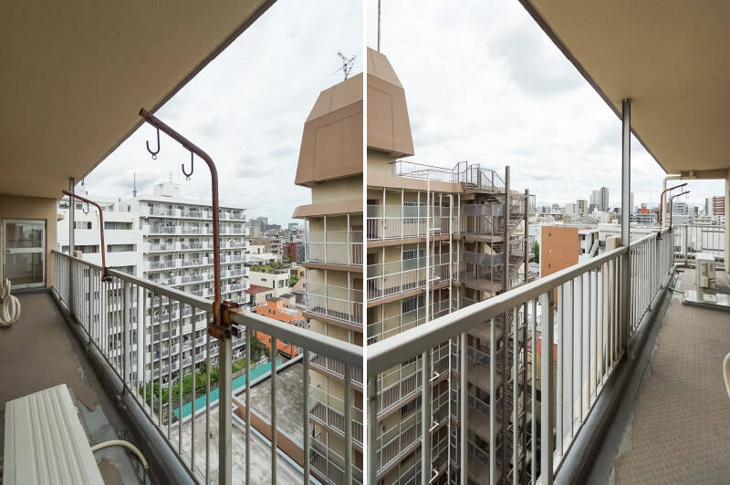 バルコニーは住戸の横幅いっぱいに広がっており、LDKと隣の洋室Ａからアクセスできます。両サイドとも他の住戸のバルコニーとつながっていないため、プライベート感は高めですよ◎