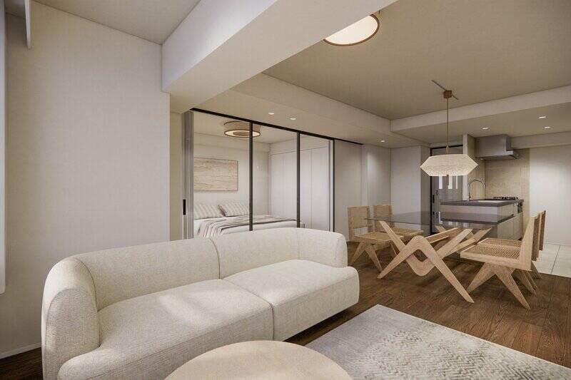 隣接する洋室Ａの建具は全面ガラス張りにすることで、さらに開放感を高めます。