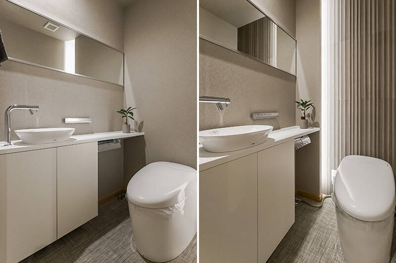 マンションでは珍しく、トイレが２つ備わっています。大家族さんも安心ですね。それぞれ高機能のタンクレストイレで、手洗い器付きです。