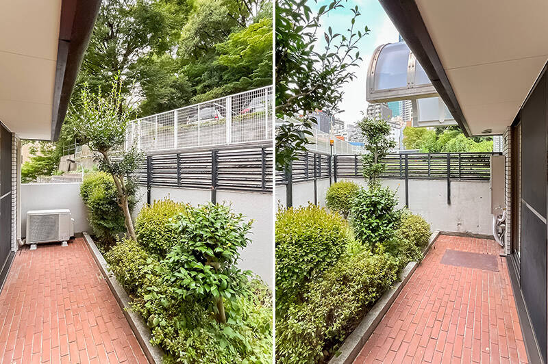 <p>バルコニーは洋室Aの前まで伸びています。専用庭のグリーンが爽やかです。</p>