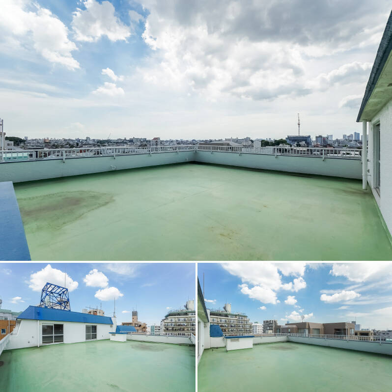 ひゃー！ 駆け出したくなる広さと遠くまで見通せる景色。朝日を浴びてヨガやストレッチ、ベンチを出して夕陽を眺めながらビールをプシュッ……贅沢ですねぇ〜♡