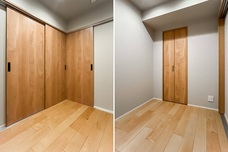 引き戸を開け放てば外のグリーンが視界に入り、閉じればLDK側から見えなくなるため、書斎や小さなお子さまの遊び場とするとよさそうです。