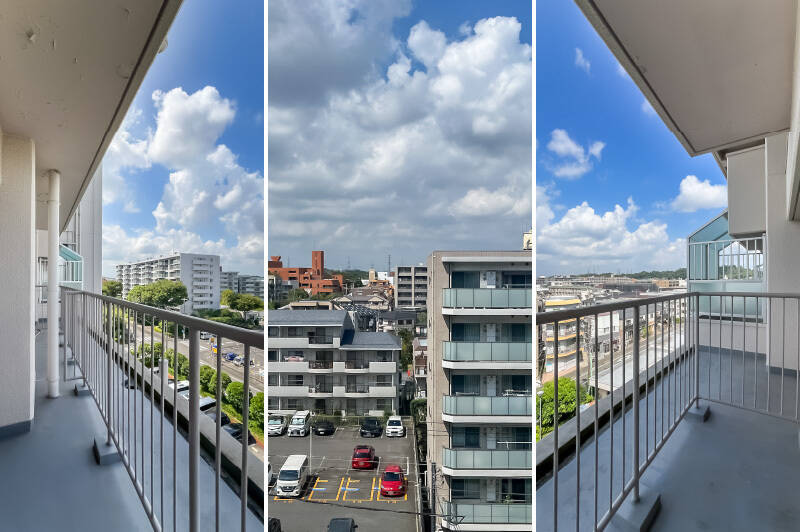 北側のバルコニーと眺望。青空が気持ちいい！
