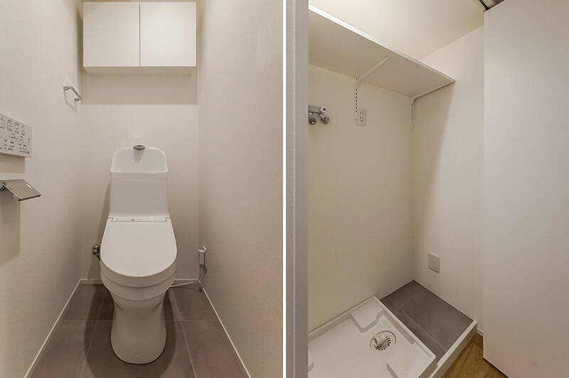 トイレと洗濯機置き場はそれぞれ廊下沿いに独立しています。