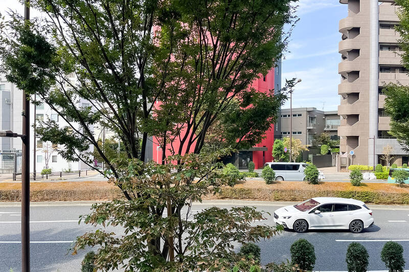 山手通りビュー。街路樹がちょうど視線の高さです。