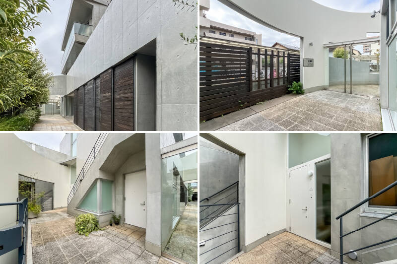 閑静な住宅街の一角に建つ、地下1階付き地上3階建てのマンション。エントランスの曲面壁が目を引く、2008年竣工のコーポラティブハウス（全9戸）です。2023年に大規模修繕工事が実施されています。