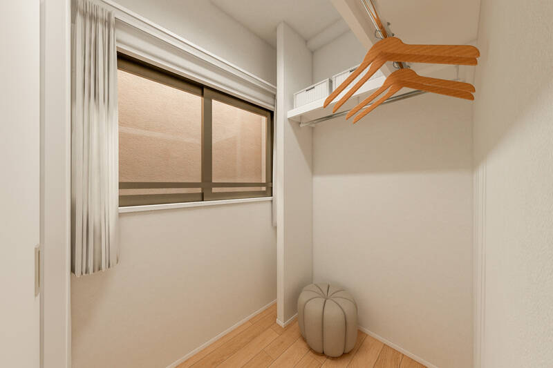 クローゼットとは別に、引き戸でアクセスする大型のウォークインクローゼット(WIC)があります。