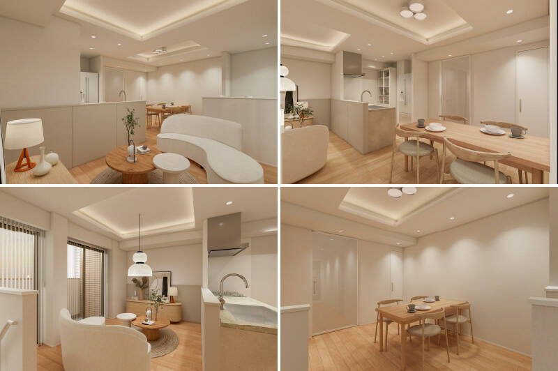 リビングとダイニングのスペースは緩やかにゾーニングされています。居場所によって気分が変わりそう。