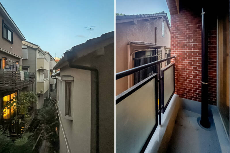 南東側の眺望。隣接する戸建ての窓が見えます。