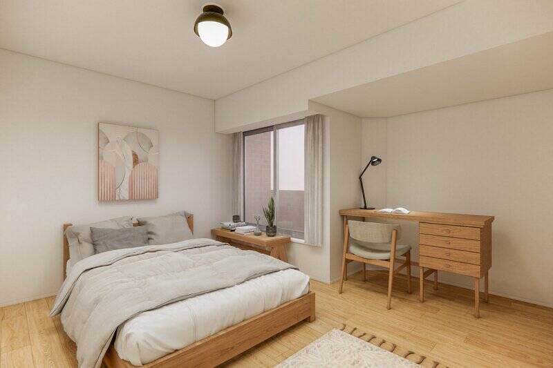 洋室Cも南東向きで、折れ戸2枚分の収納付き。ベッドのほかにもデスクなどの家具を置ける広さです。