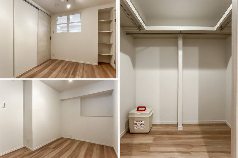 洋室はウォークインクローゼット(WIC)付き。ニッチや可動式の棚には、本や小物を飾ることができます。
