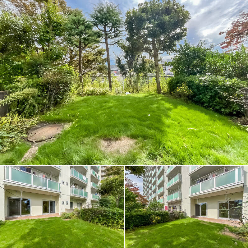 高台に立地しているだけあって、1階住戸なのに眺めがいいのが自慢です。両隣や上階から視線が通るため、ペットやお子さまを遊ばせる際はご近所に配慮しましょうね!