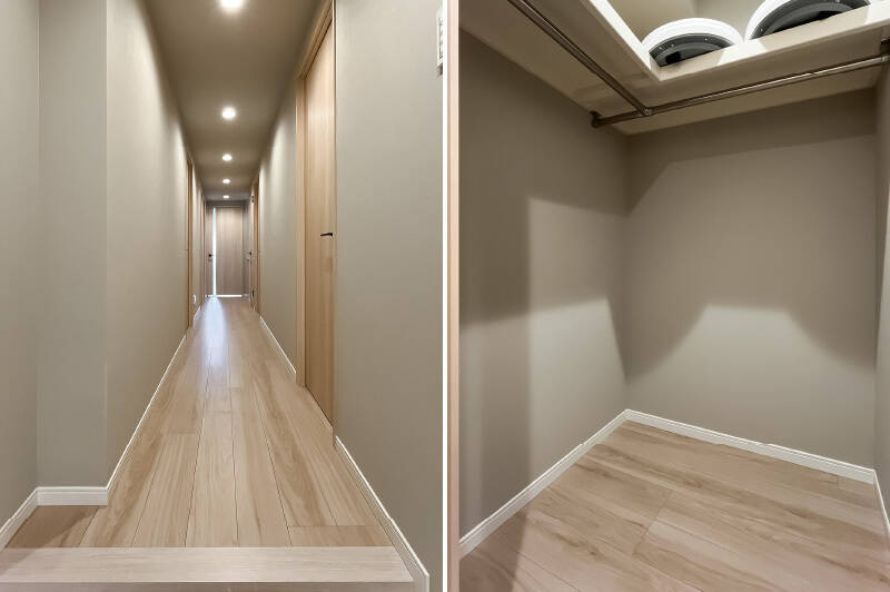 長い廊下沿いには納戸として使えそうなウォークインクローゼット（WIC）を完備。