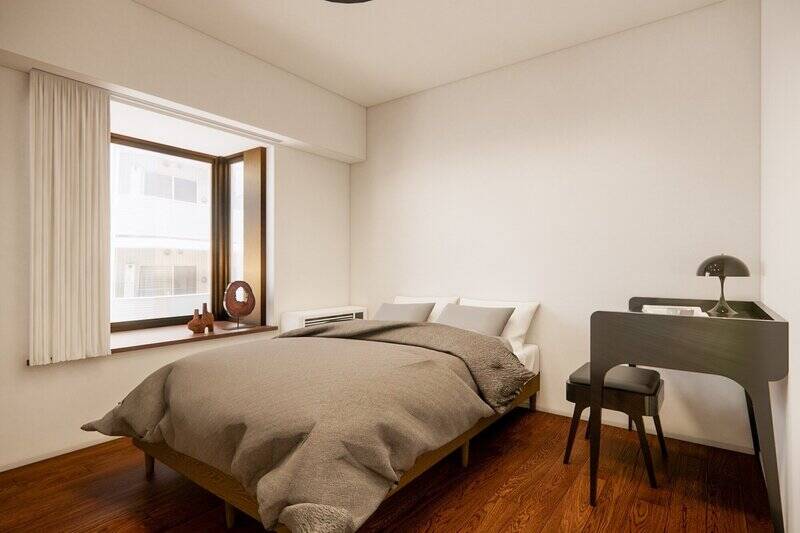 洋室Bは北東向き。セミダブルベッドのほかにも小さなデスクなどを置ける広さです。