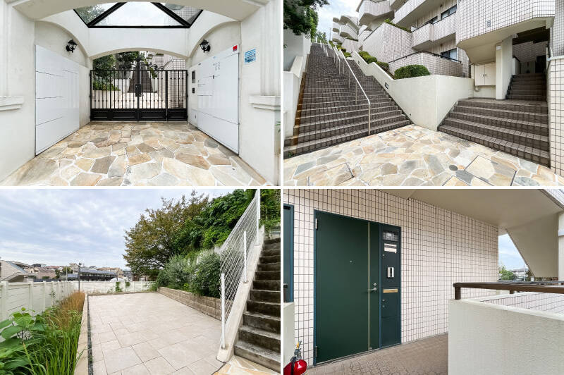 改修のイメージは、地中海の街「コスタ・デル・ソル」。立派な門構えや石畳など、さわやかな雰囲気を纏った外観です。オートロック、宅配ボックスはもちろん完備。