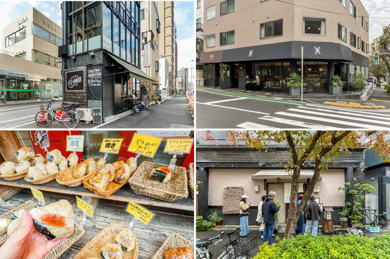 <p><b>左上・</b>マンションから徒歩30秒(!)の「<b>PIZZA CHECK(ピッツァチェック)</b>」。中目黒のピザの名店「聖林館」出身のオーナーが営むピッツェリアで、売主さまによると『何度テイクアウトで利用したかわからない』とのこと。これは気になる!/<b>右上・</b>「<b>THE ORDY BAKERY(ザ オーディー ベーカリー)</b>」は、クロワッサンが絶品。朝8時からモーニング営業もしており、テラス席はペット同伴OKです。(徒歩8分)/<b>左下・</b>「<b>東印度咖理商会</b>」は、店頭販売のカレーおにぎりが隠れ名物。もちろん店内でいただけるカレーも絶品で、なんとルゥのおかわりが自由だそう。(徒歩5分)/<b>右下・</b>ランチタイムの行列をのぞいてみると、蕎麦屋「<b>川せみ</b>」が。本格的な手打ちそばとお酒を楽しめるお店です。(徒歩6分)</p>