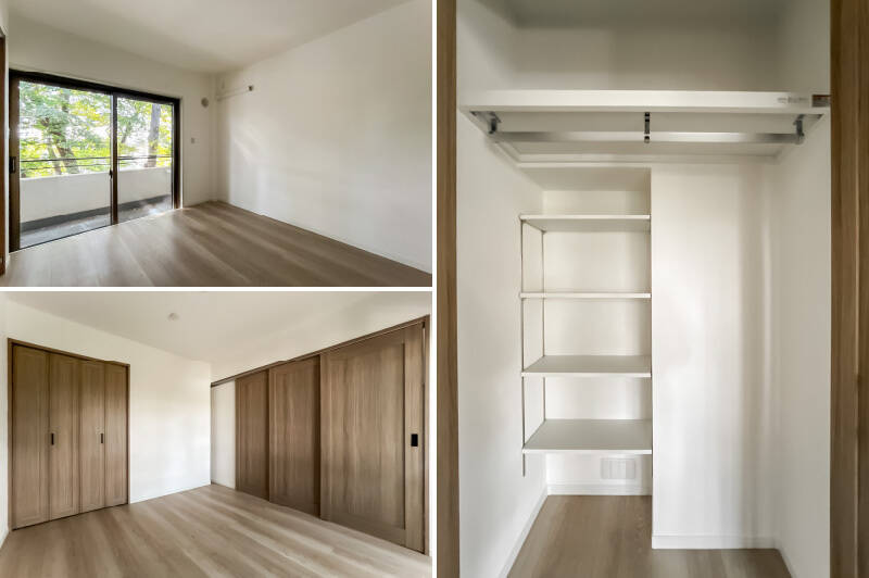リビングに隣接する洋室Aは、可動棚付きの奥行きのある収納を備えています。LDKとひと続きにしたり、ワークスペースにしたりと、ライフスタイルに合わせて柔軟に使えそうですね。