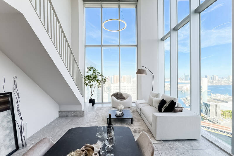 19.7帖のLDK。LD部分の上部が吹き抜けのプレミアムメゾネット仕様です◎