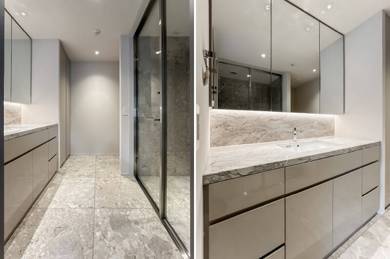 右手の扉を開けると専用の水まわり空間がありました。