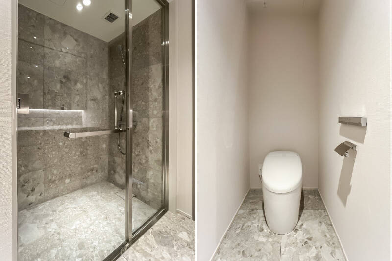 シャワールームとトイレを完備。