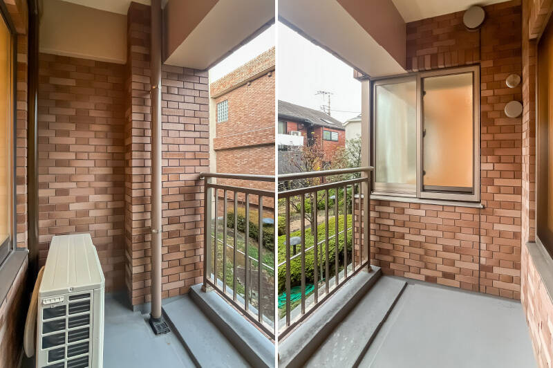 室外機置き場が設けられていますが、腰高窓なので外に出ることは無さそうです。