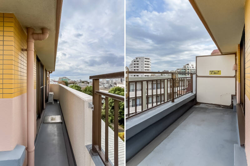 バルコニーは、住戸の北西側〜北東側を覆うワイドなサイズ。特に北東側は奥行きがしっかりとあるので、スツールを置いてリラックス時間を楽しむこともできそうです♪