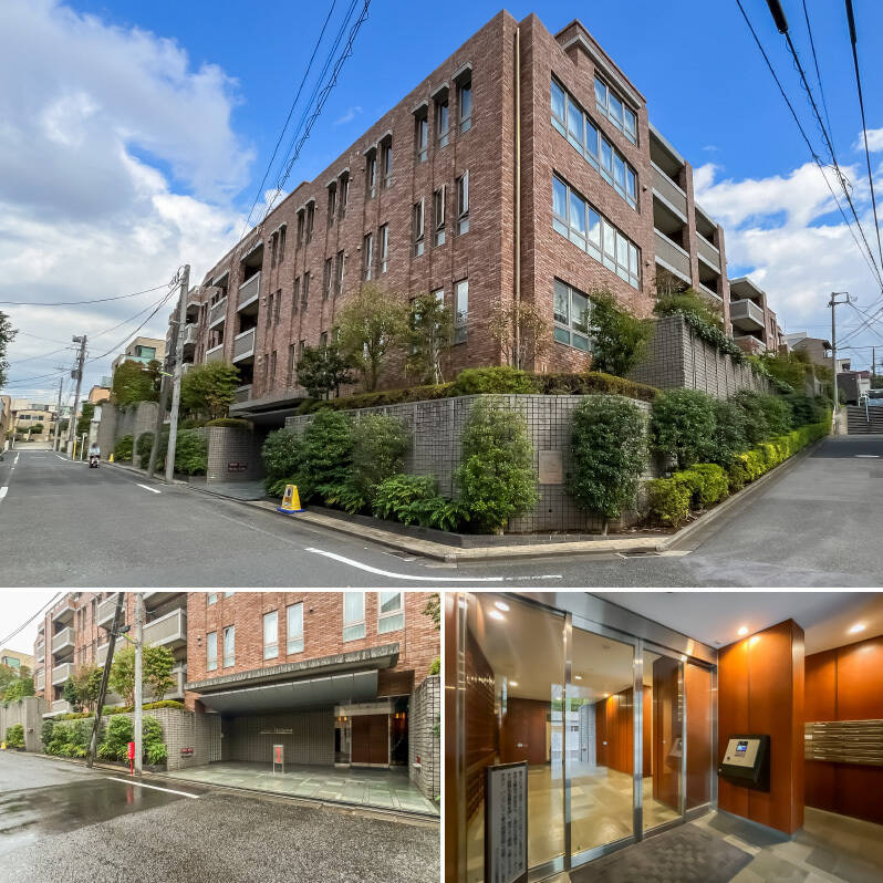 淡島通りから北へ上がった住宅街の中に建つ、地上5階建て、全38戸の中規模マンションです。オートロックや宅配ボックスを完備していますよ。