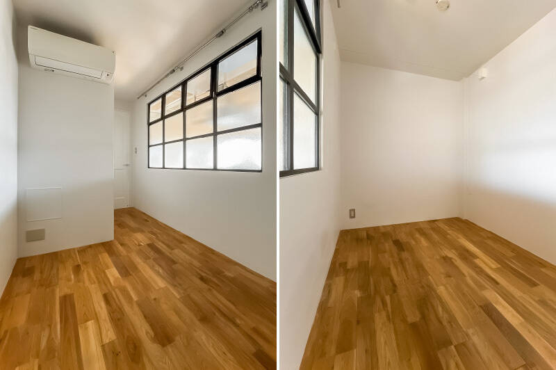 約3.8帖の洋室A。大きな室内窓があり、光はしっかり届きそう。換気ができるように窓の上部を開けることもできます。居室としても、ウォークインクローゼット(WIC)や納戸としても使えそうです。