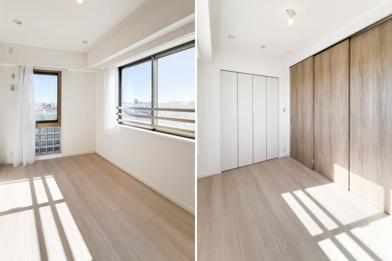 南と東の2面に窓があってポカポカ。LDKから目が届くため、お子さまが小さいうちはここを遊び場にしてあげるとよさそうです。