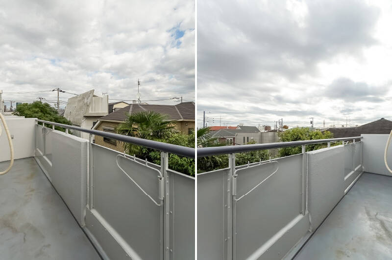 バルコニーは東向きで、洋室A〜洋室Bにまたがっています。奥行きにも余裕があるので、洗濯物を干す場合もノーストレスでいけそうですね。