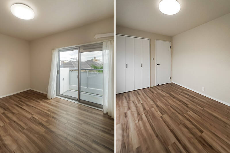 洋室Bは綺麗な四角形で、梁のないすっきりとした空間です。クローゼットが備わっているので、思い切りインテリアコーディネートを楽しめそう。