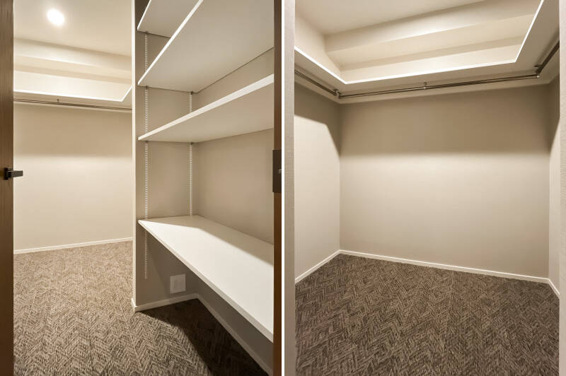 奥行きのあるウォークインクローゼット(WIC)。衣装持ちの方も安心のサイズ感です。