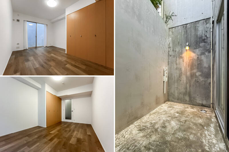 洋室Ｂは東向きで、折れ戸4枚分のクローゼット付き。窓からドライエリアに出られます。