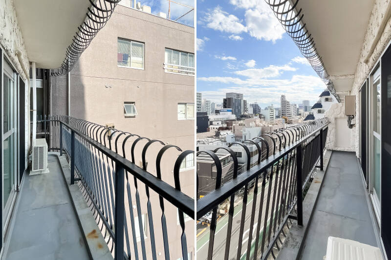 くるんとカールした手すりのデザインが可愛らしいバルコニー。