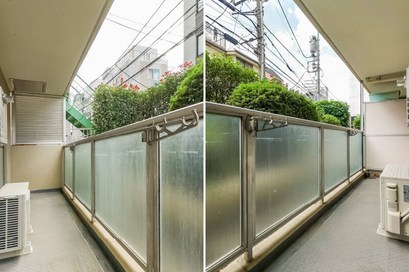 ややゆとりのあるバルコニーには物干し金具付き。