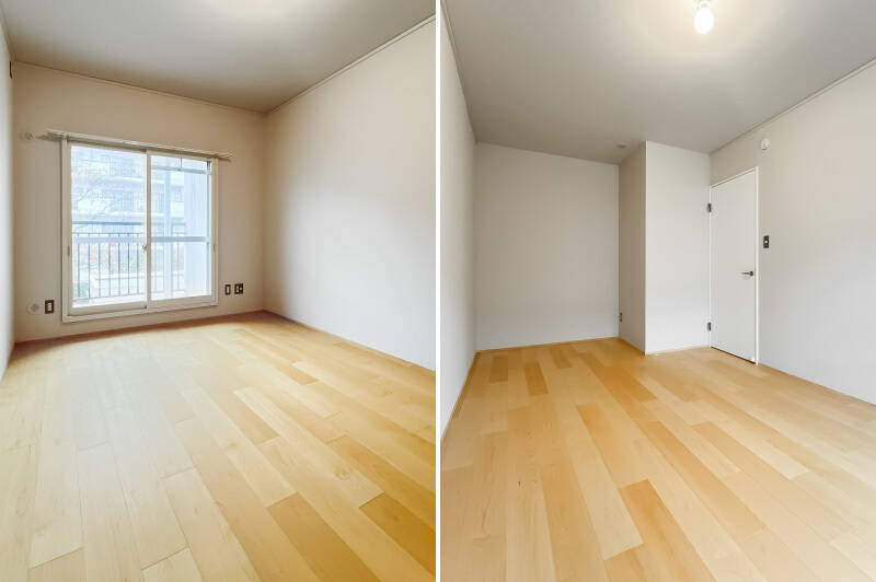 約6.6帖の洋室B。入って右手のくぼみ部分にクローゼットを追加できそう!