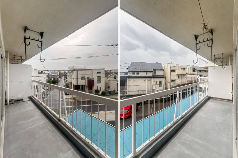 目黒通りと反対側のバルコニー。ややゆとりを感じるのがうれしいですね♡