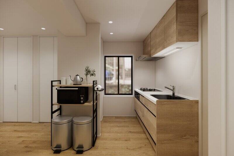 キッチンは、3口ガスコンロ・浄水器を完備。食洗機は付属していませんが、後から設置可能です。