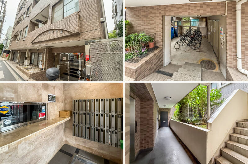 総戸数31戸、1996年竣工の新耐震基準適合マンションです。宅配ボックス・オートロック・防犯カメラを完備。エントランスまでは、階段を数段降りる必要があります。