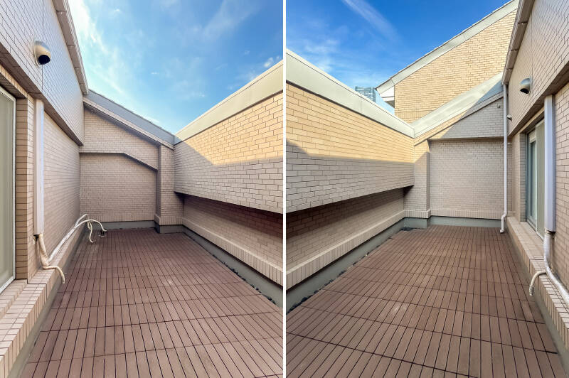 長さは約2.5m。高い塀の向こうに首都高速道路が走っているため、やや騒がしく感じます。