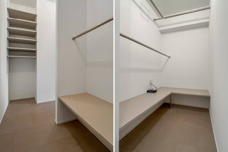 広々したウォークインクローゼット（WIC）が！ 床から天井まで使えそうな大容量です。