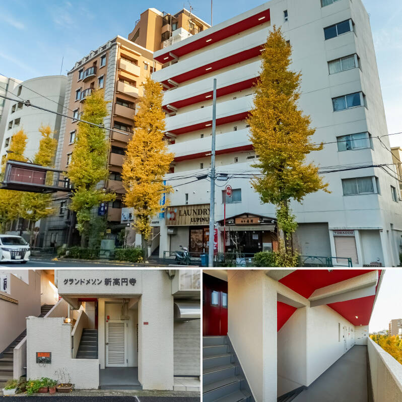 <p>大手ゼネコン竹中工務店が設計・施工した、1981年竣工・総戸数14戸のマンション。耐震診断を実施しており、<b>新耐震基準に適合している</b>という判定を受けています◎ 共用廊下の天井裏が赤く塗装されているのが、可愛らしいポイント。1階にはコインランドリーやラーメン店が入っています。</p>