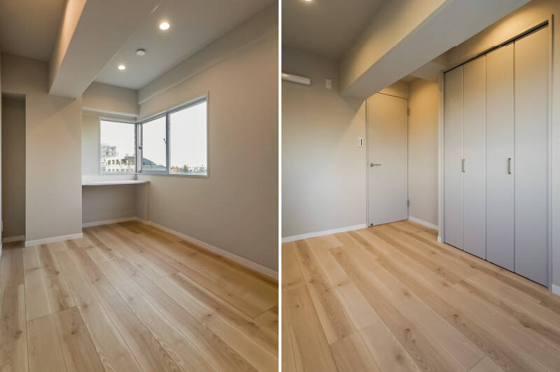 廊下からアクセスする洋室B。折れ戸2枚分の収納付き。