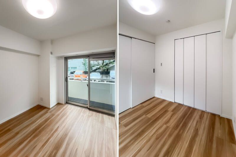 LDKに隣接する洋室A。折れ戸2枚分の収納付きです。