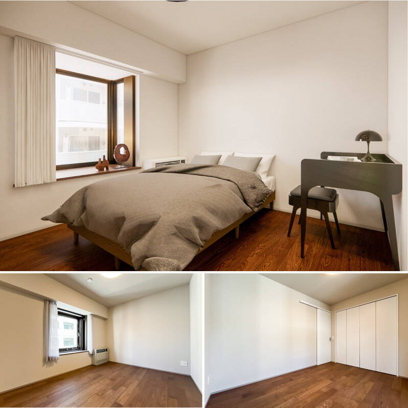 洋室Bは北東向き。セミダブルベッドのほかにも小さなデスクなどを置ける広さです。（上・CG画像）