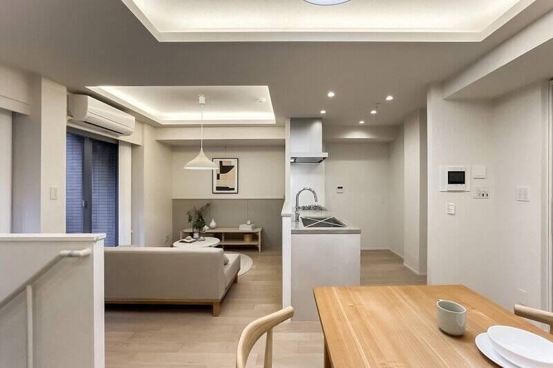 リビングとダイニングのスペースは緩やかにゾーニングされています。