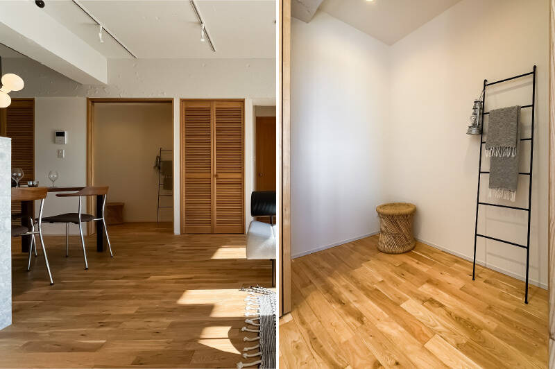 LDKと隣接するちょっとした小部屋。オンライン会議の時こもるのにもいいですし、ご家族兼用のアトリエとして使うのも素敵そう。