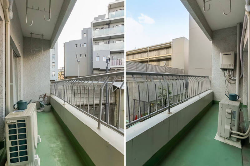 南西向きのバルコニーは洋室側まで続いており、物干し金具が備わっています。