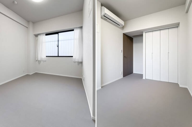 共用廊下に面するため、窓には曇りガラスが使用されています。