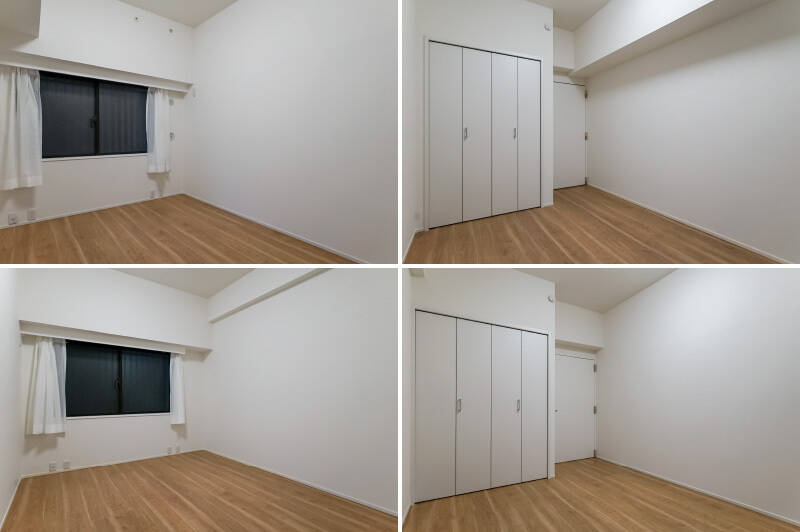 <b>上・</b>洋室Cは約5.3帖。/<b>下・</b>洋室Dは約5.8帖。